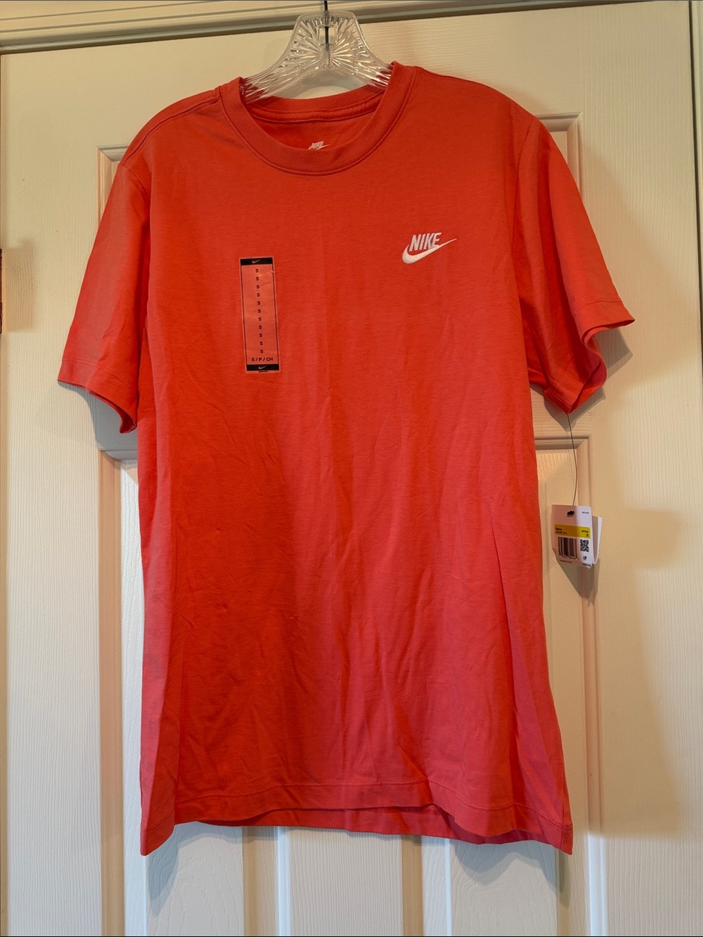 Nike Coral Crewneck T-Shirt with White Swoosh